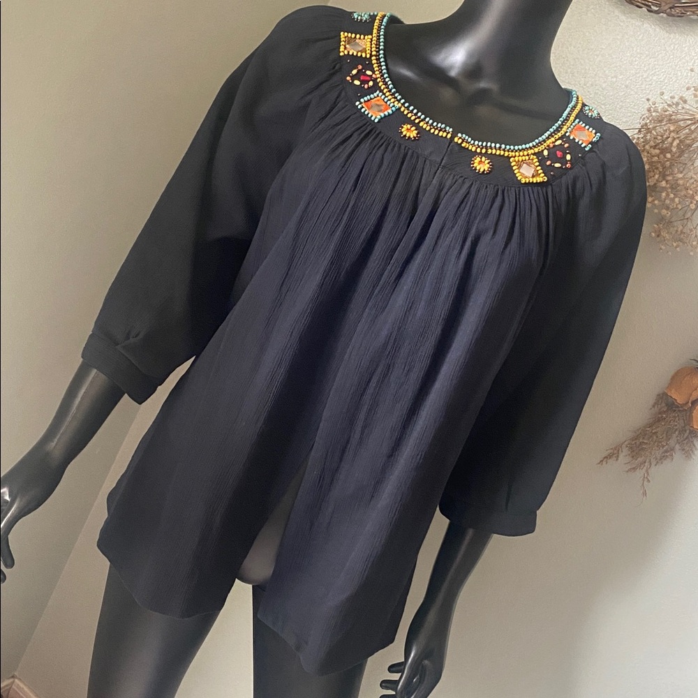 VINTAGE CITY GIRL Black Embellished Women's Cover up Cardigan Top